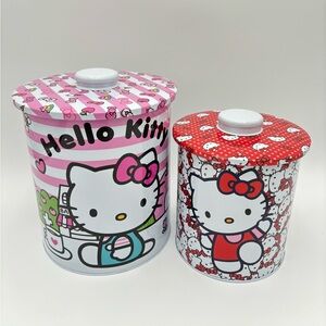 Hello Kitty Set of 2 Metal Big and Small Canister Jars Valentines Decor